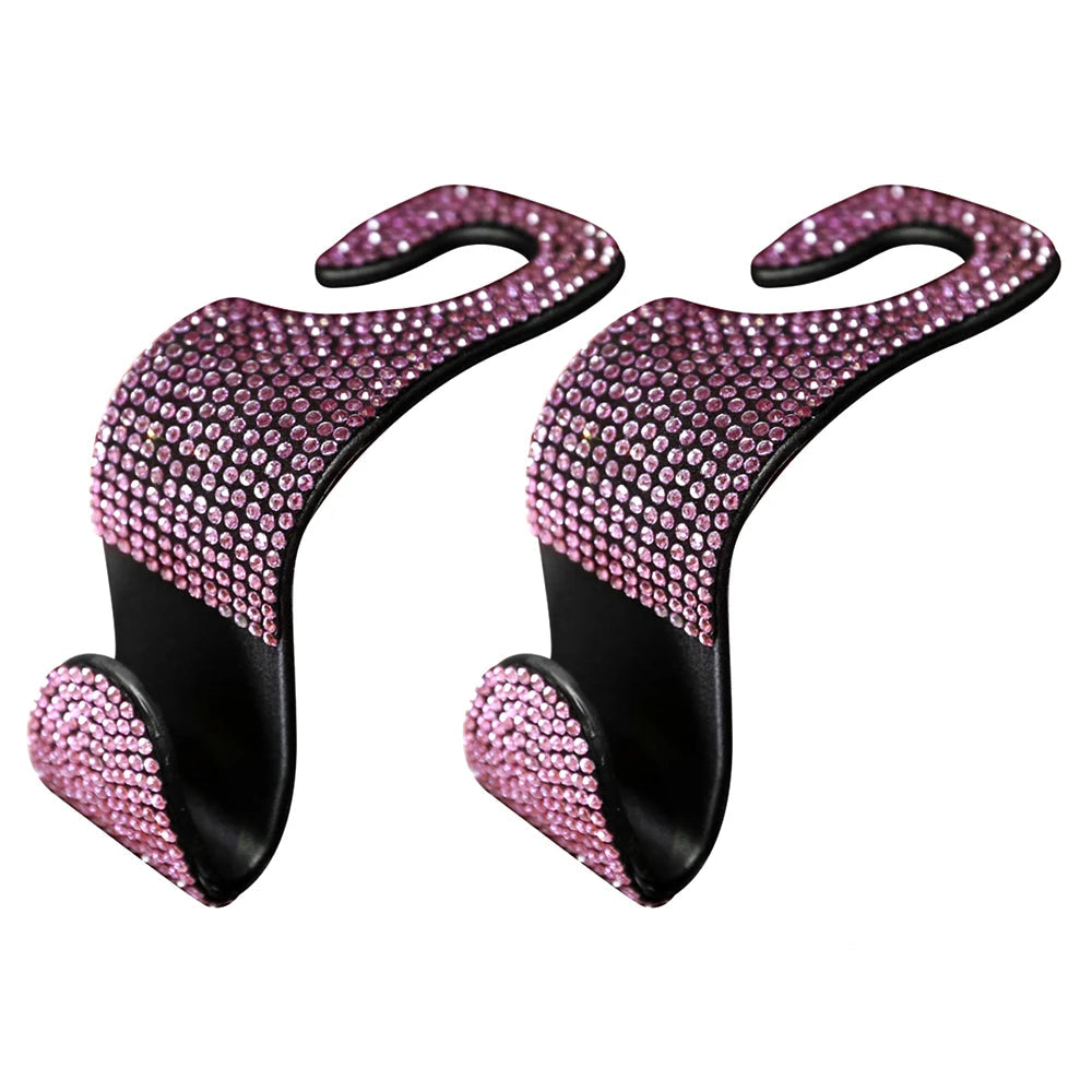 2Pcs/Pair Rhinestone Diamond Car seat Hooks