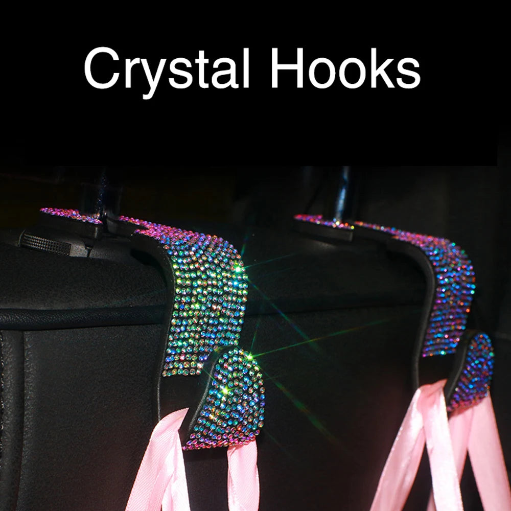 2Pcs/Pair Rhinestone Diamond Car seat Hooks