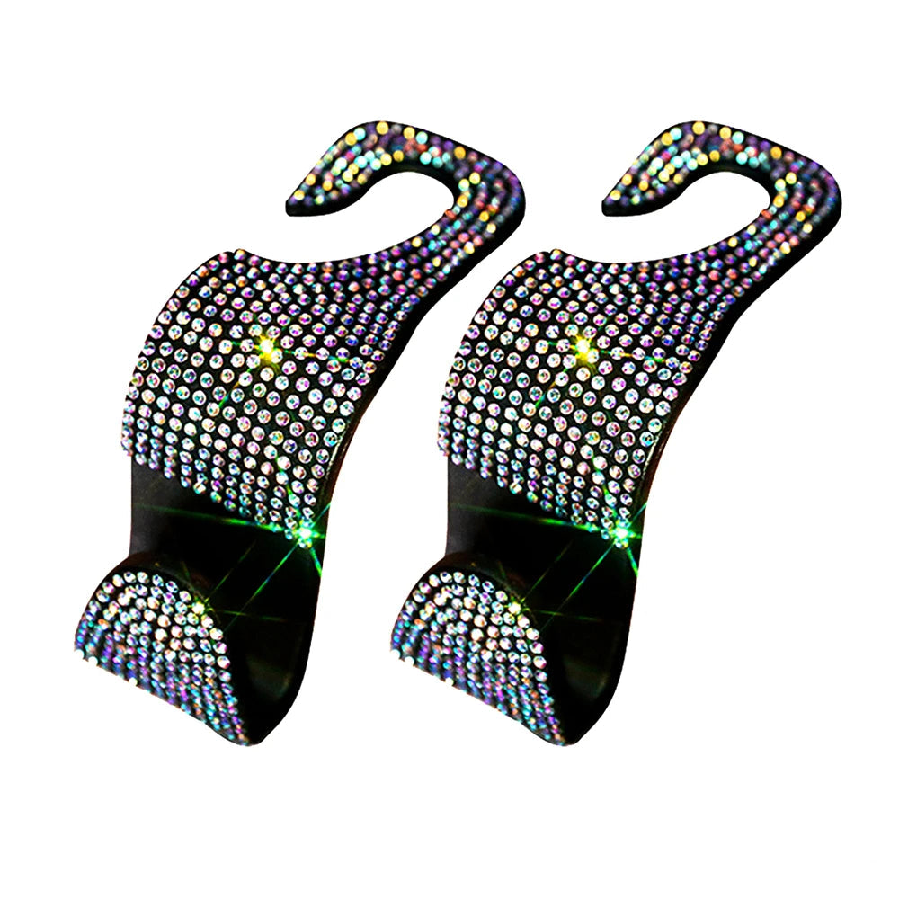 2Pcs/Pair Rhinestone Diamond Car seat Hooks