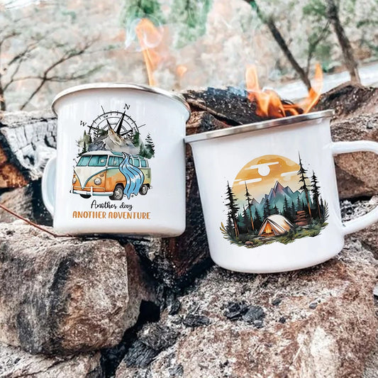 Campervan and Tent Theme Enamel Mugs