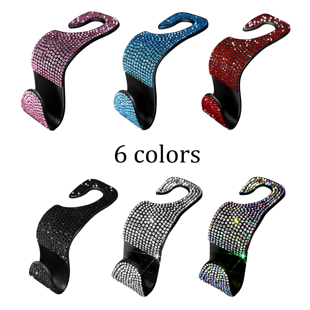 2Pcs/Pair Rhinestone Diamond Car seat Hooks