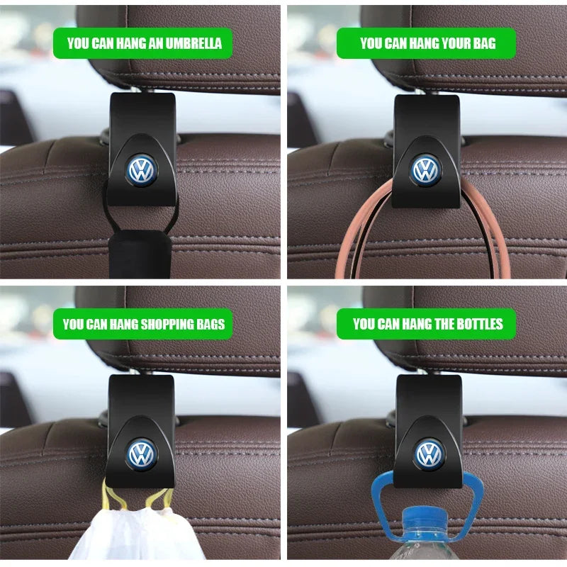 2Pcs Portable Car Seat Back Hooks for all VW vehicles